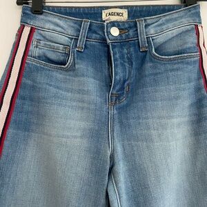L'AGENCE Danica High Rise Jeans with Red Accents